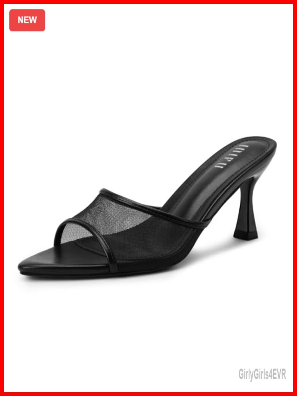 IDIFU Womens Pointed Toe Kitten Heel Mule Sandals Slip On Comfortable Heels